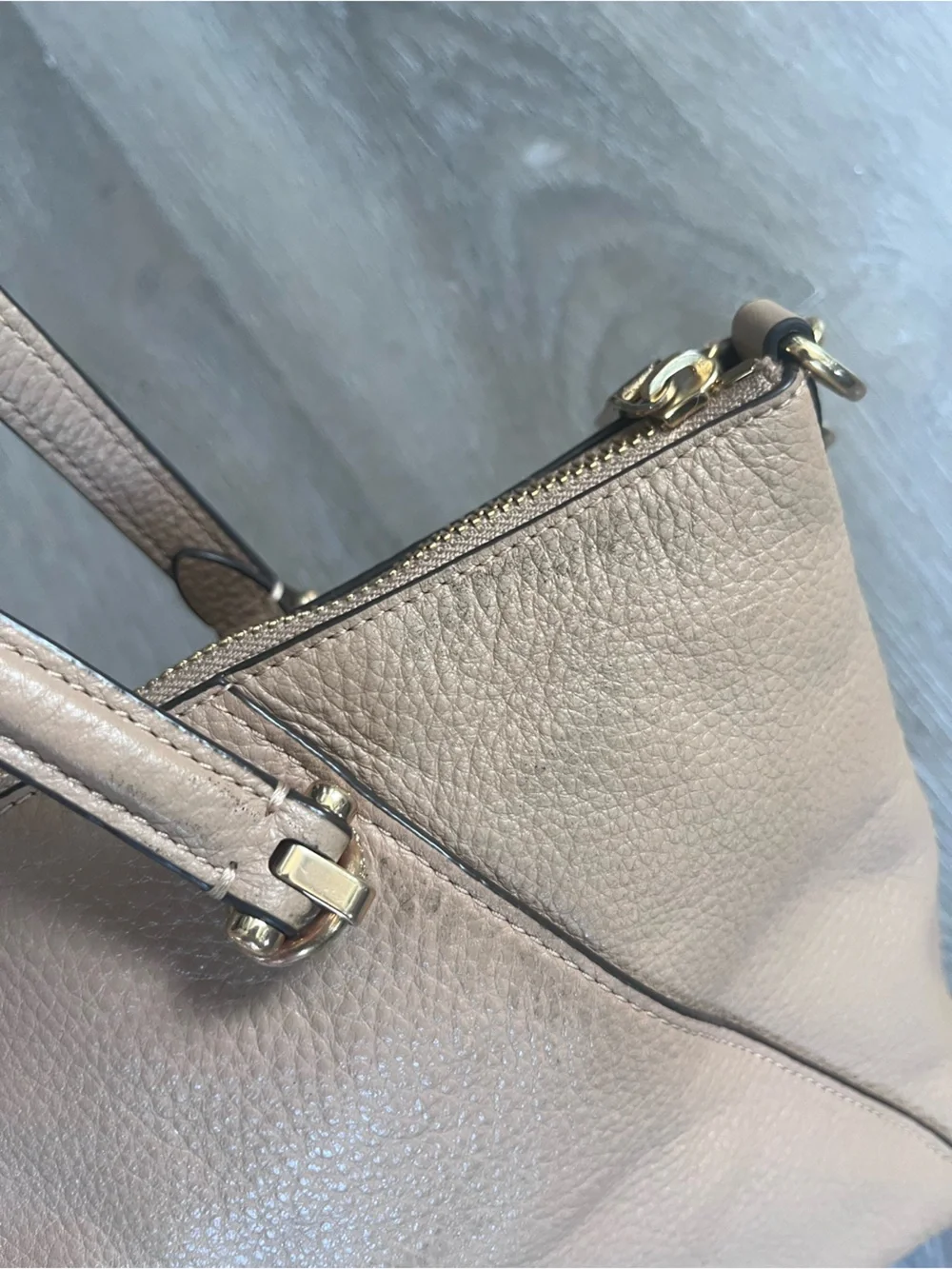 Coach Taupe Pebbled Leather Shoulder Satchel